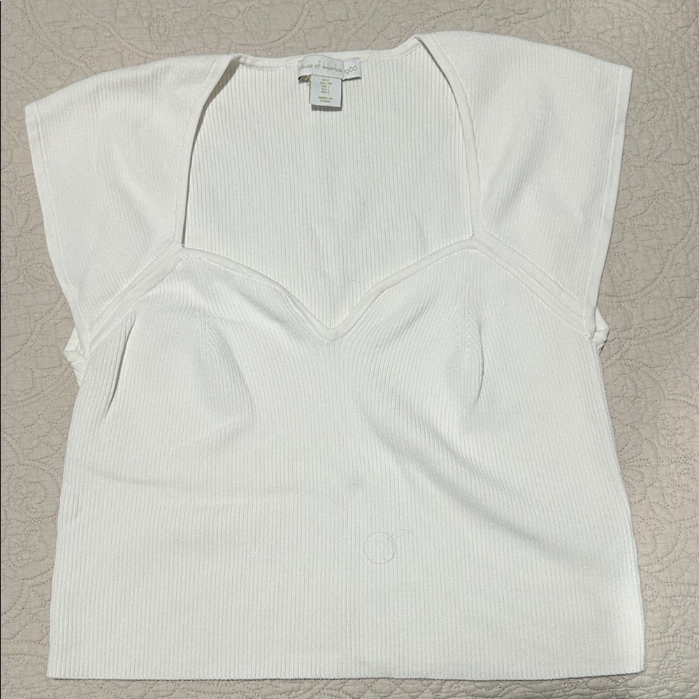 House of Harlow 1960 Ribbed White Short Sleeve Tee